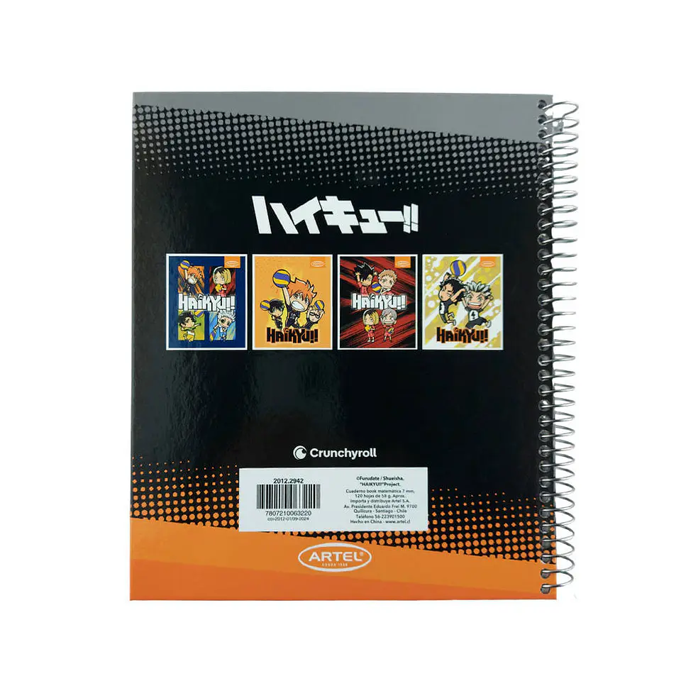 Cuaderno 1/2 oficio matematica 120 hojas 7mm haikyu! Artel 5
