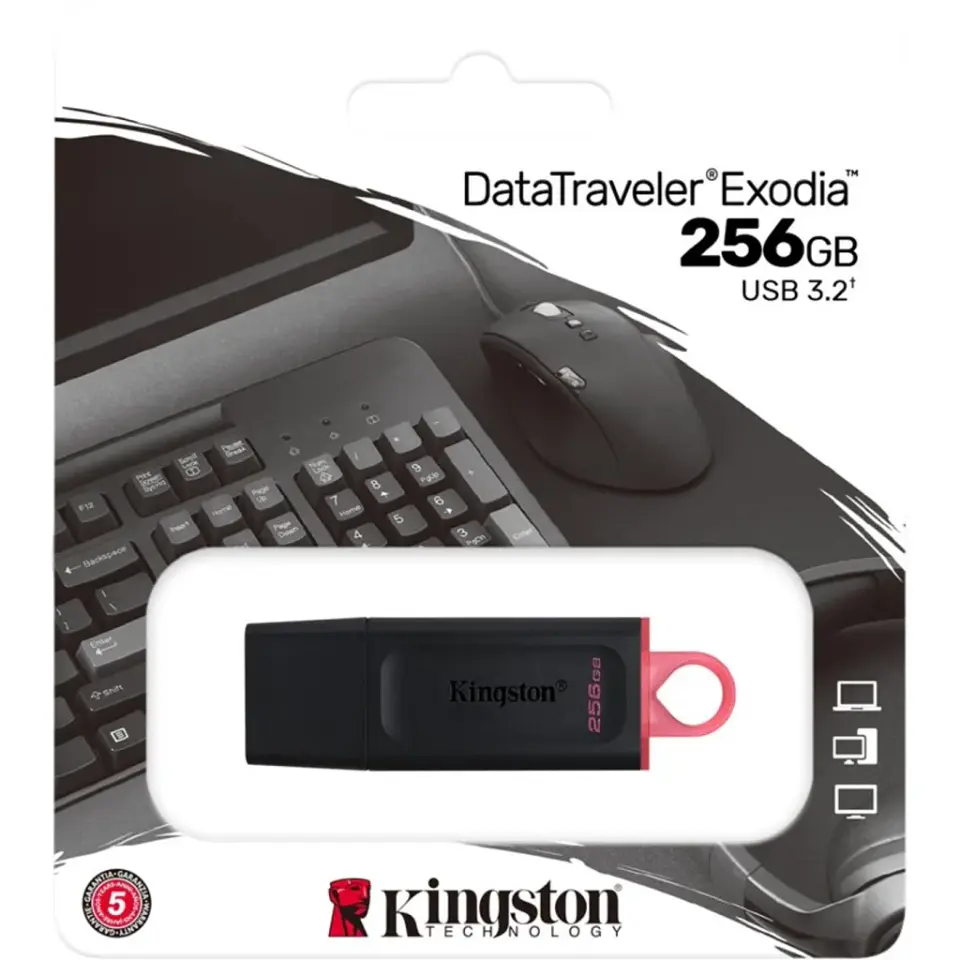 Pendrive 256GB Kingston DataTravel Exodia USB3.2 Gen1 Lec100MBs Esc30MBs BlackPi 4