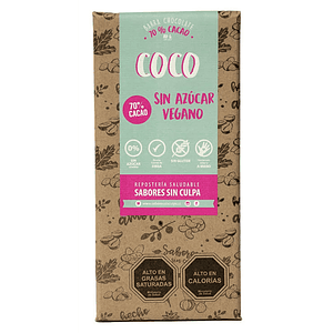 Chocolate amargo Coco barra 80g Sabores sin Culpa