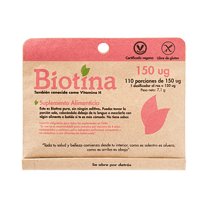 Biotina  110 porciones de 150 Ug Dulzura Natural 