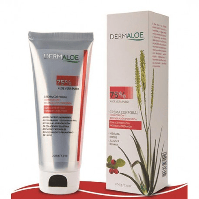 Crema Corporal 75% aloe vera puro 200g Dermaloe