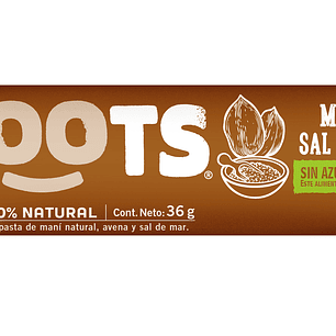 Barra 100% frutos Mani & Sal de mar 30gr Roots  