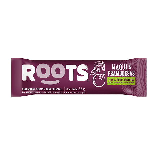Barra 100% frutos Maqui & Frambuesas 36gr  Roots