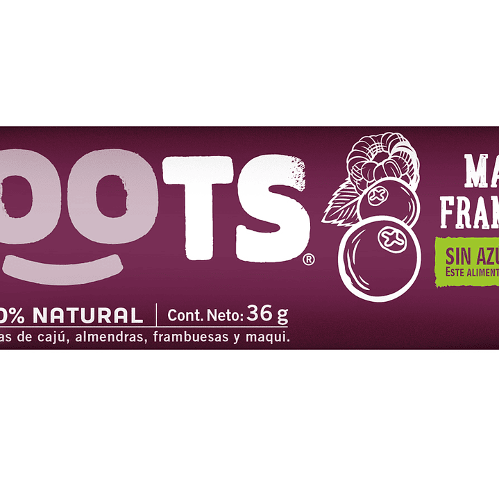 Barra 100% frutos Maqui & Frambuesas 30gr  Roots 1