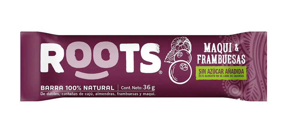 100% Maqui & Raspberry Fruit Bar 30g Roots 1