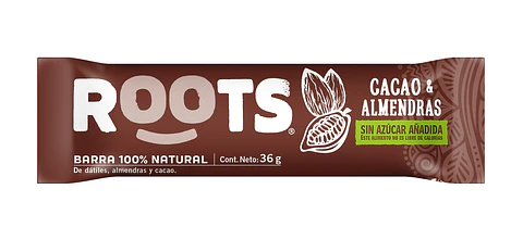 Barra 100% frutos Cacao & Almendras 30gr 