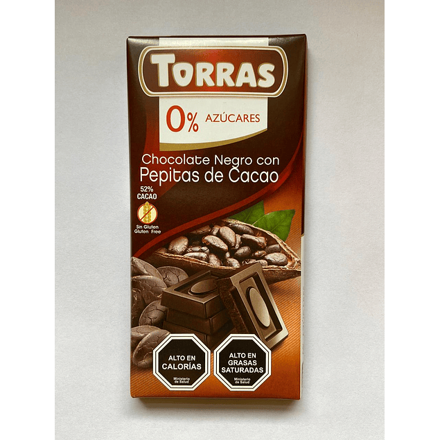 Chocolate Negro y Nibs de Cacao 75g Torras