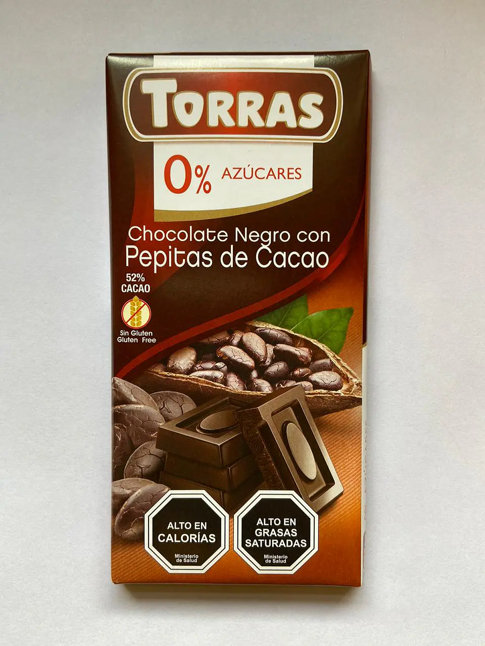 Dark Chocolate and Cocoa Nibs 75g Torras 1