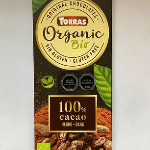 Chocolate Negro Organico 100% cacao 100g Torras