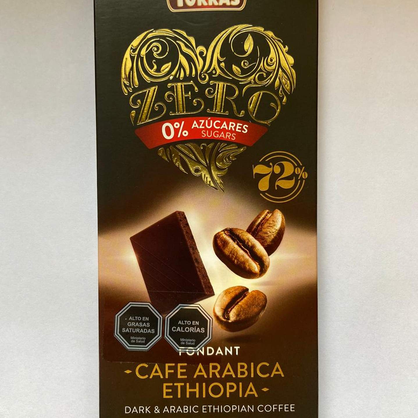 Chocolate Negro Zero azucar con Café Arabica 72% cacao 100g Torras 1