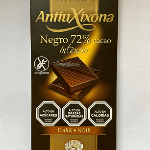 Chocolate Negro intenso 72% cacao 100g Antiu Xixona