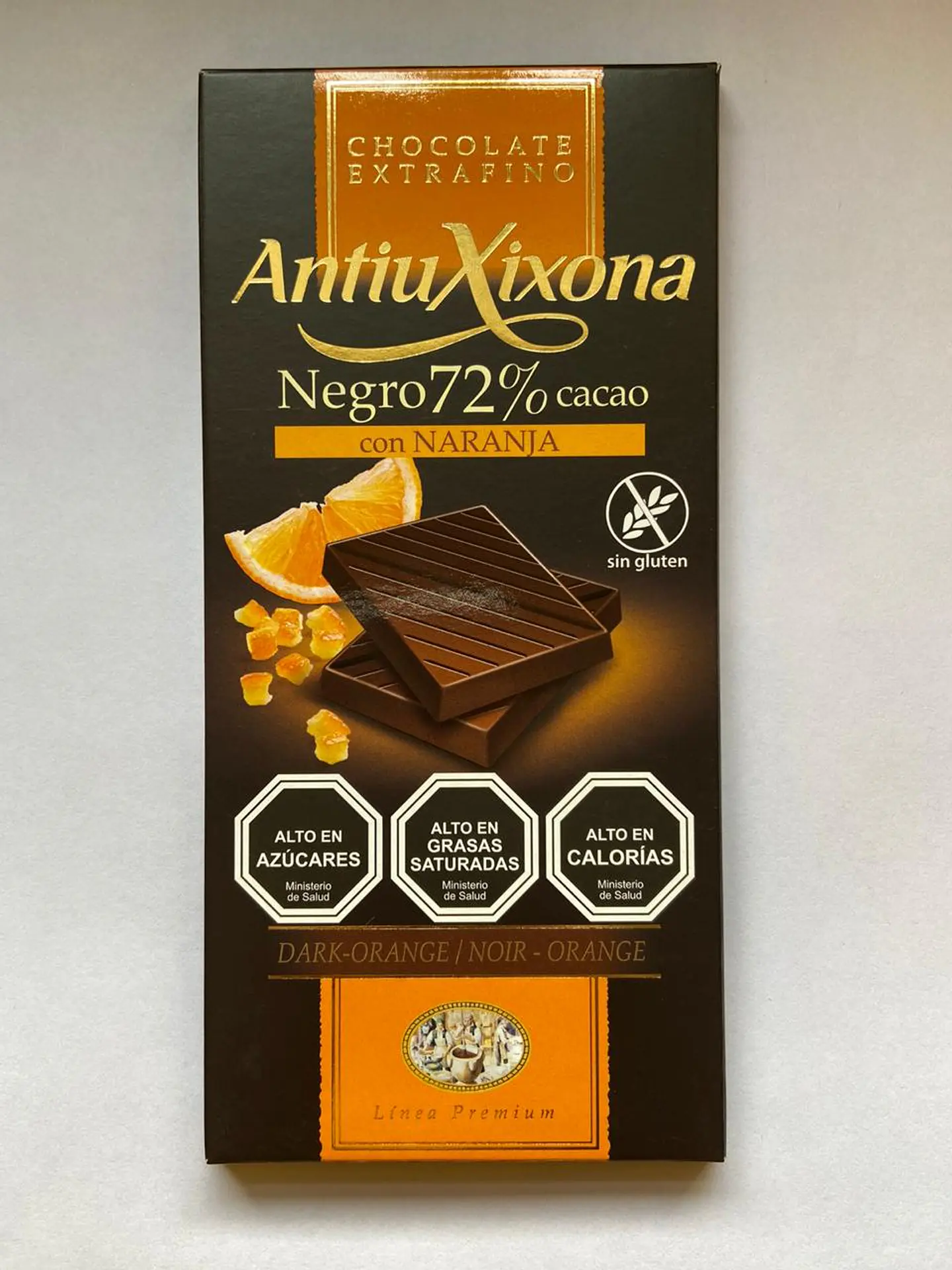 Chocolate Negro intenso con Naranja  72% cacao 100g Antiu Xixona 1