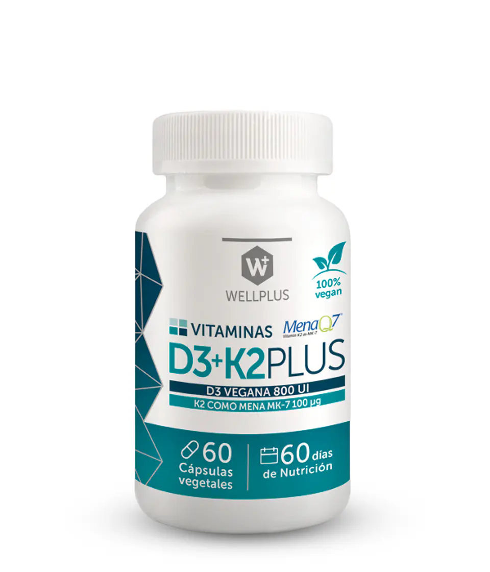 Vitamina D3+K2 60 cápsulas - Wellplus 1