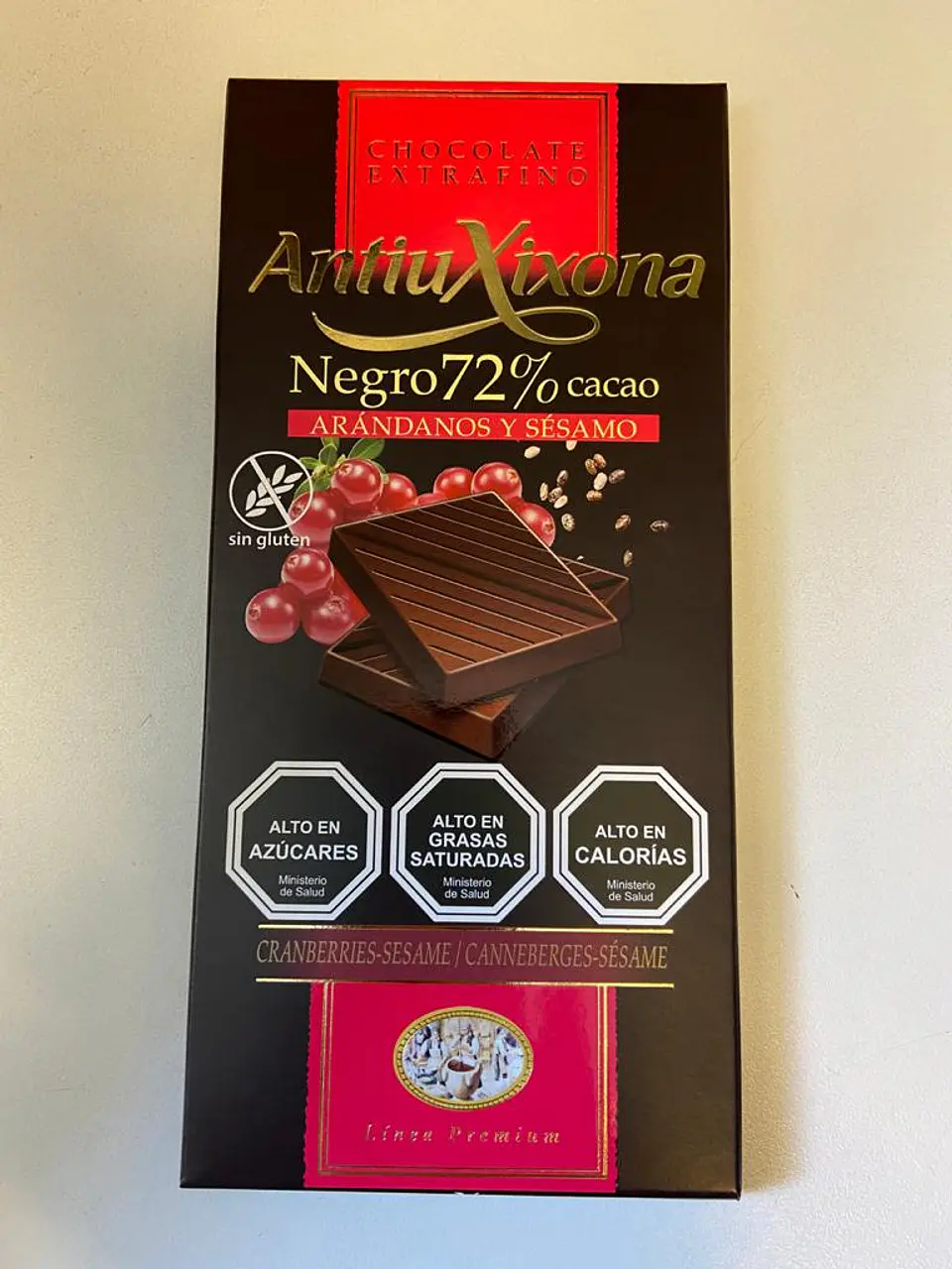 Chocolate Negro 72% Cacao Arandano Sesamo 100g AntiuXixona  1