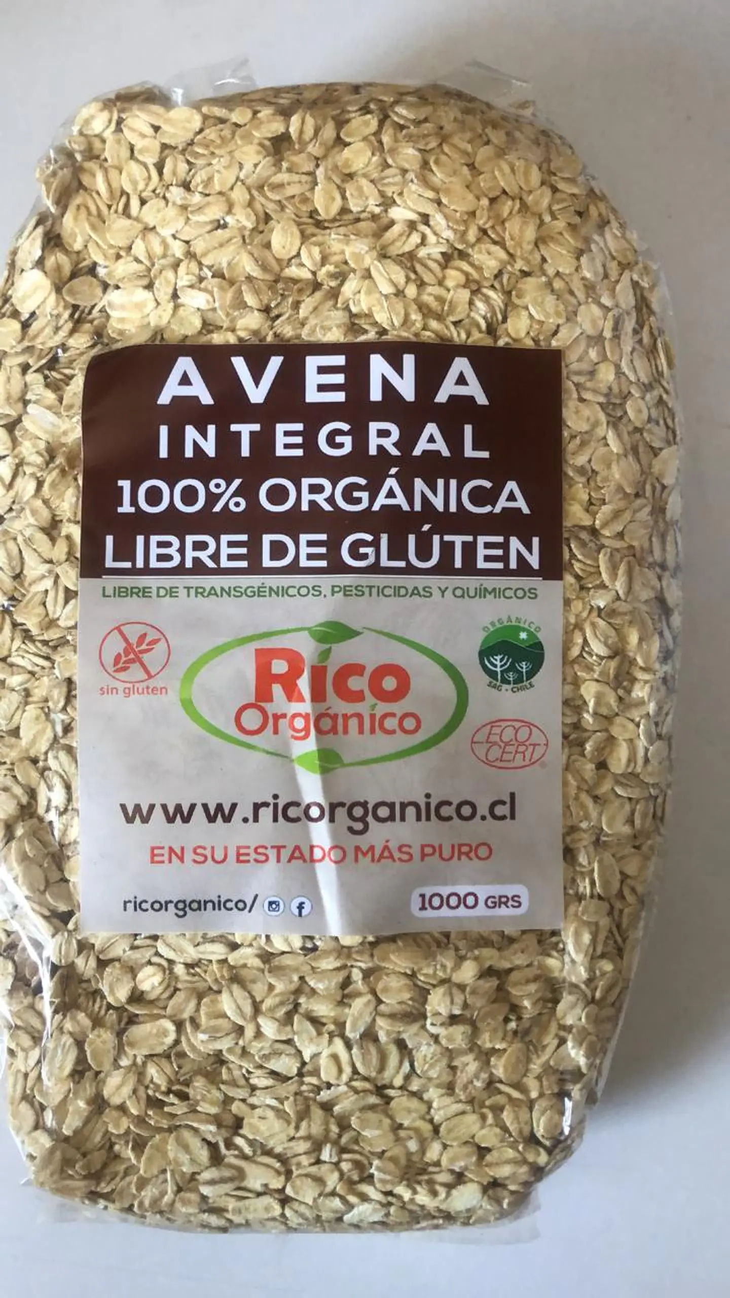 Avena Sin Gluten Organica 1kl Rico Organico 1