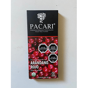 Chocolate Arandano Rojo 50gr Orgánico Pacari