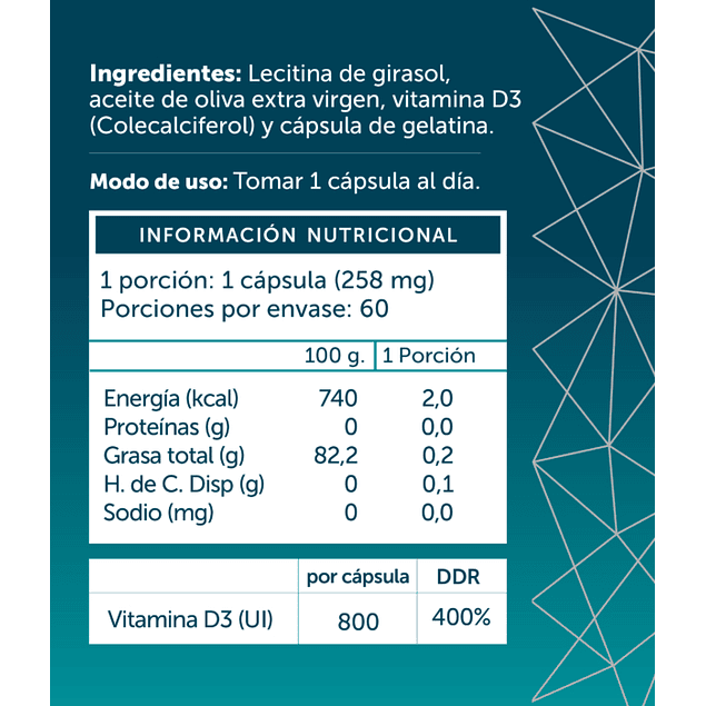 Vitamina D3 Colecalciferol 60 caps Wellplus