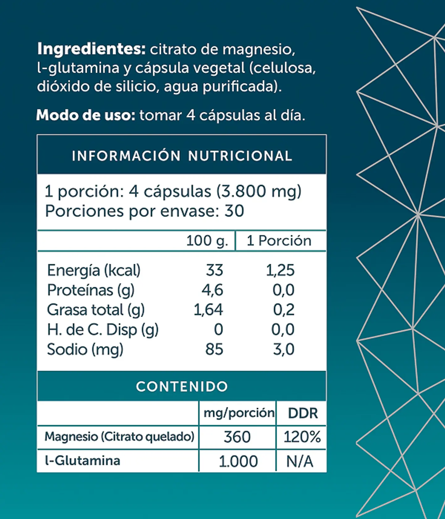 Magnesio Citrato con Glutamina 120 cápsulas  Wellplus 2