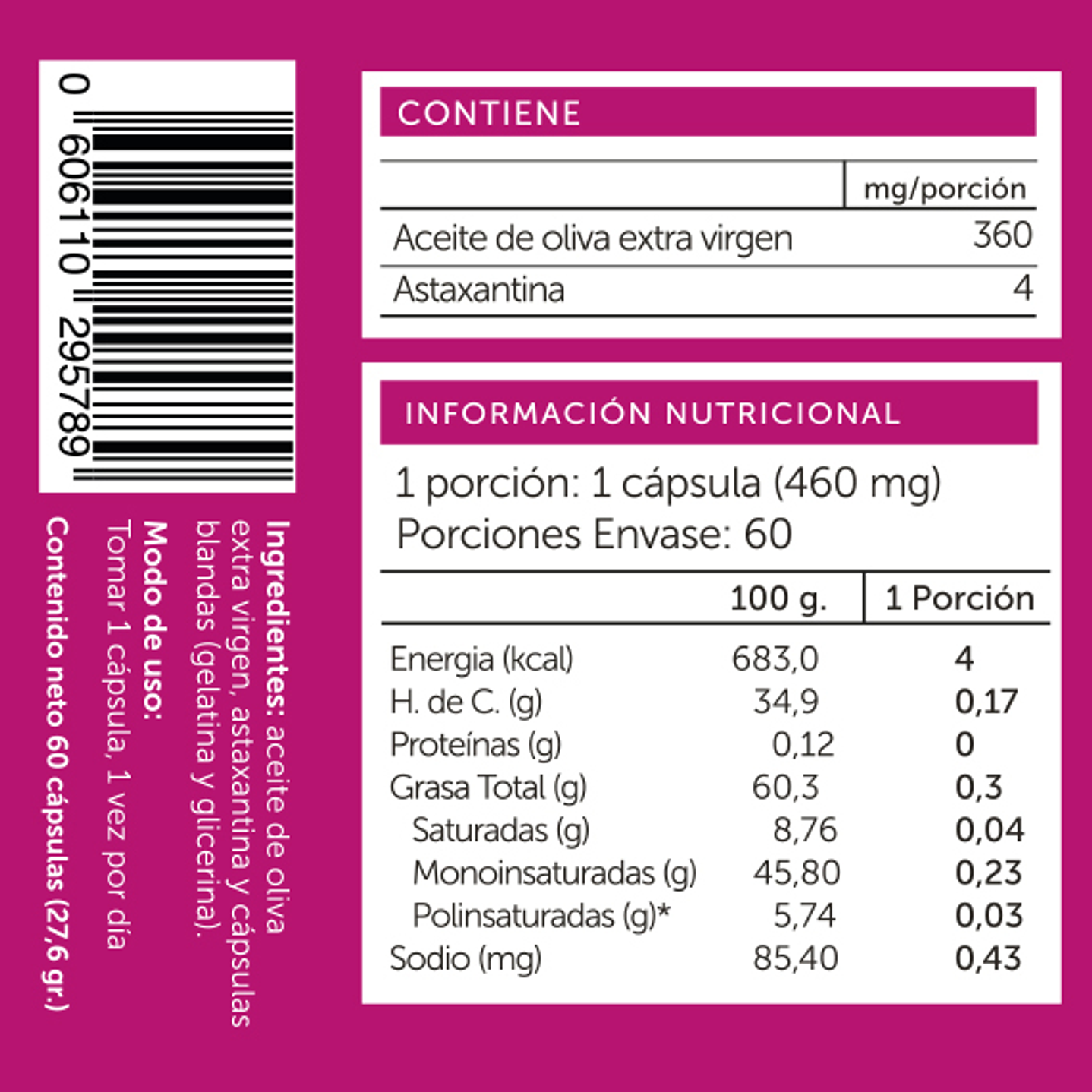 AXPLUS wellplus 60 capsulas astaxantina 4 mg 2