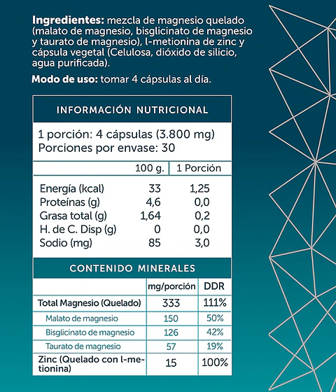 Triple Magnesio Quelado + Zinc 120 Cápsulas  Wellplus