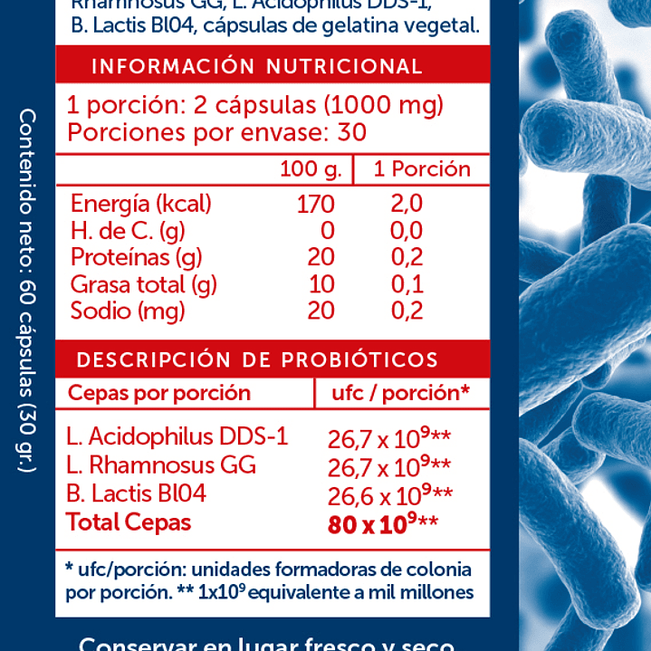 Probiotic Plus 80Billones 60 Cápsulas Refrigerado Wellplus 2