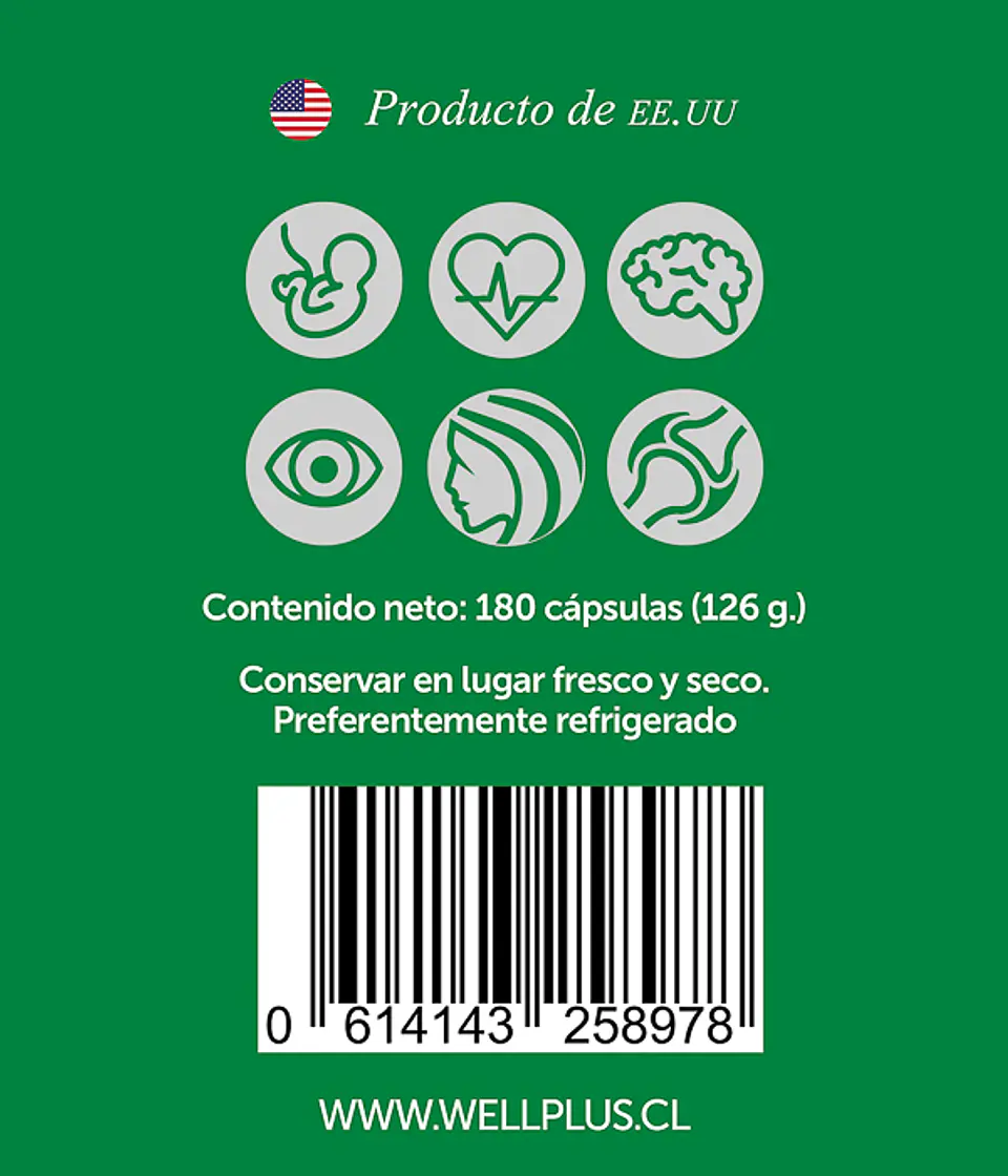 Vegan Omega DHA 600 180 Cápsulas Vegano Wellplus 3