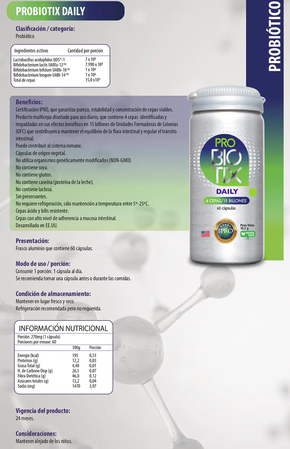 Biotix Daily (15 billones) 60 cápsulas  Newscience 2