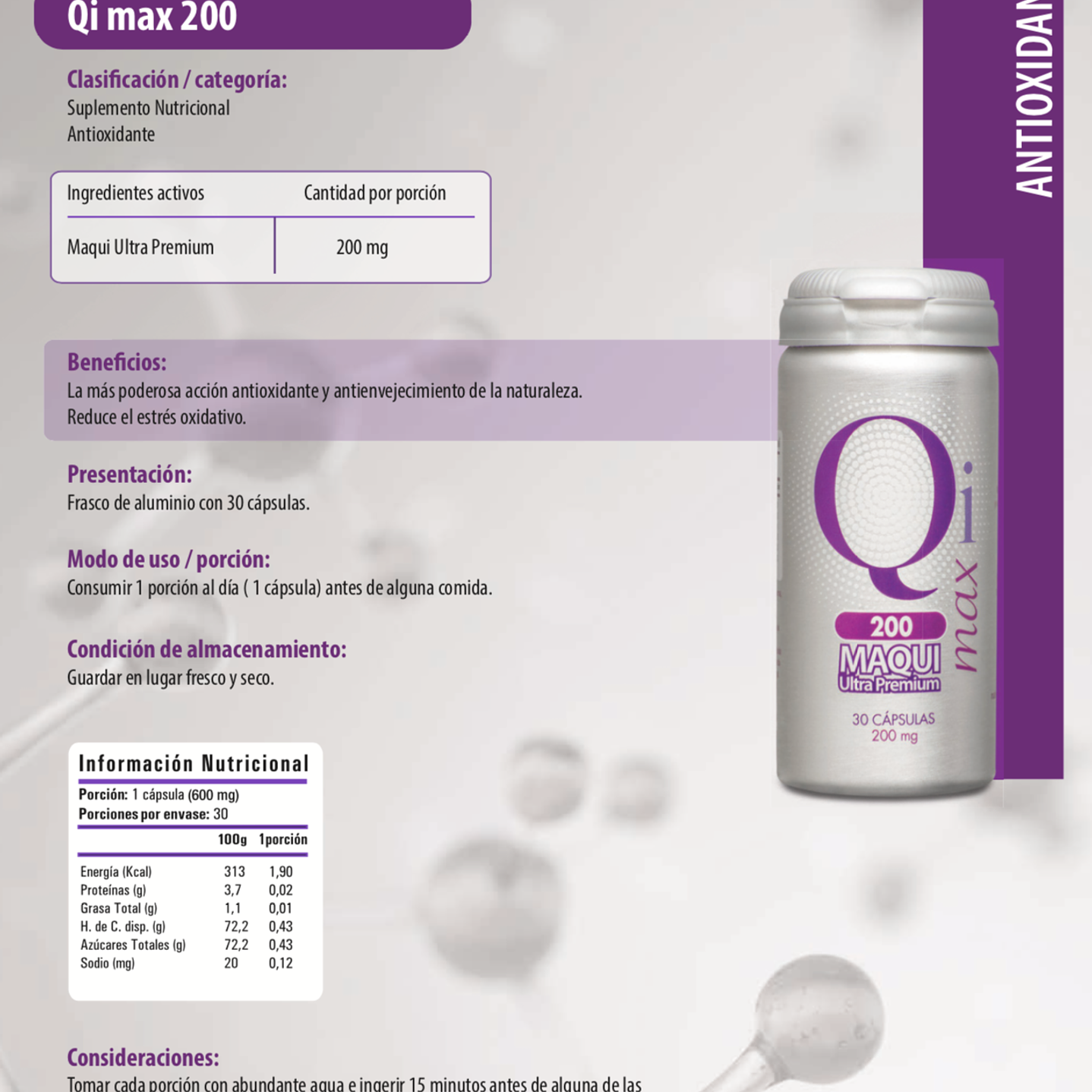 Qi Max 200 Maqui ultra premiun 200 mg Newscience 2