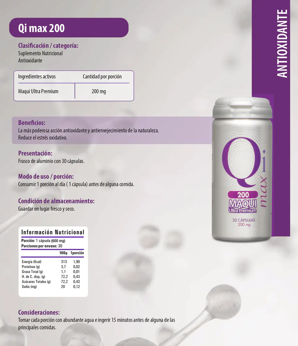 Qi Max 200 Maqui ultra premiun 200 mg Newscience 2