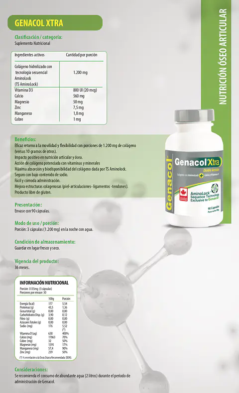 Genacol Xtra (colágeno con calcio y vitamina D) 90 cápsulas