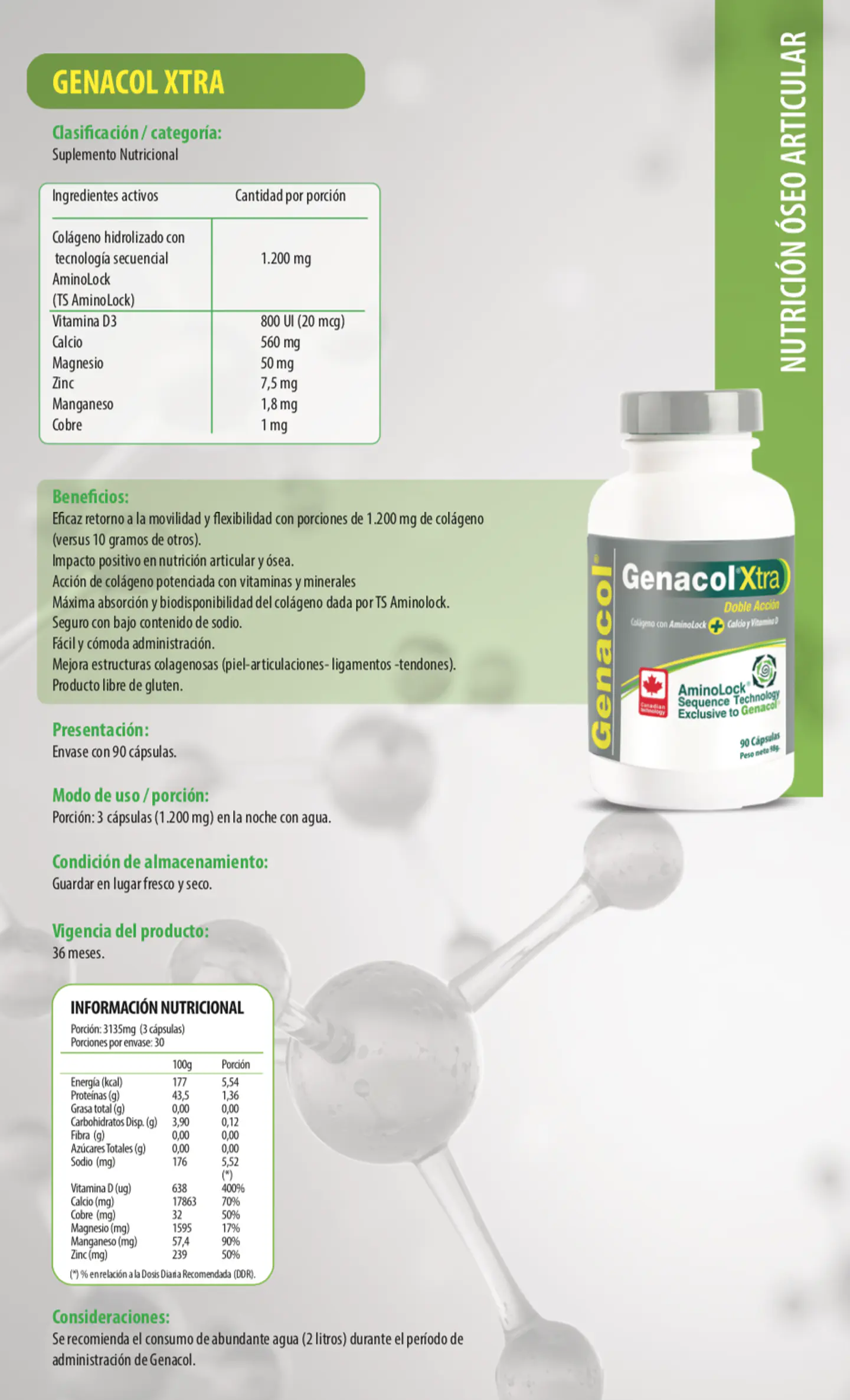 Genacol Xtra (colágeno con calcio y vitamina D) 90 cápsulas 2