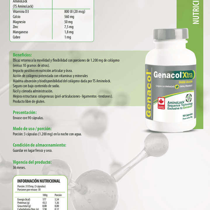 Genacol Xtra (colágeno con calcio y vitamina D) 90 cápsulas 2