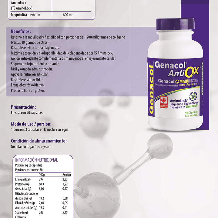 Genacol antiox (colágeno con maqui) 90 cápsulas  Newscience 2