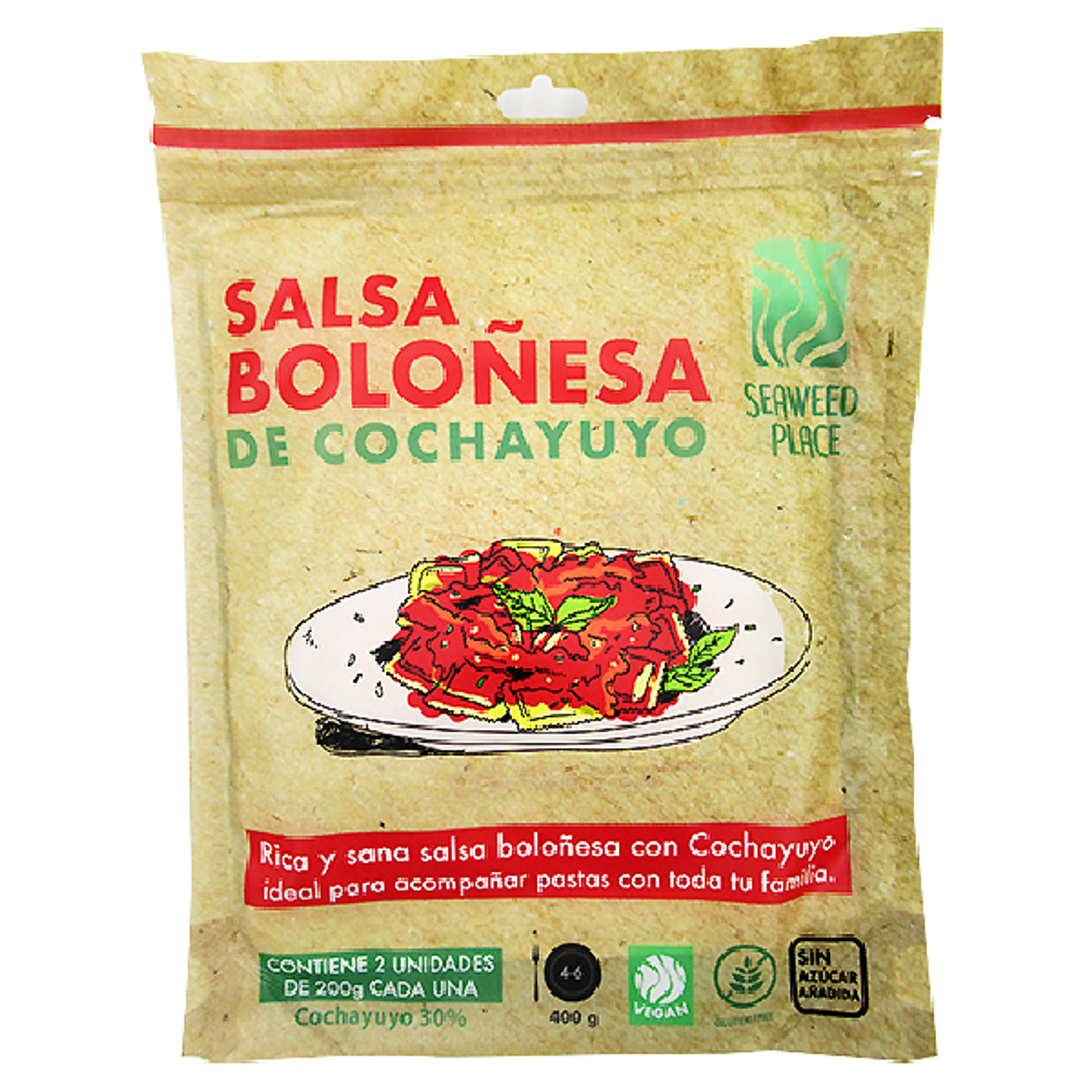 Salsa boloñesa de Cochayuyo 2 pouch de 200g Seaweed Place 1