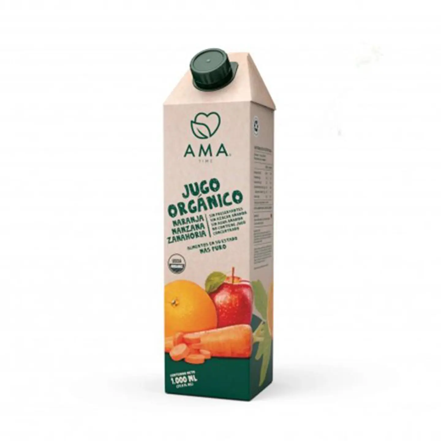 Jugo Naranja Manzana y Zanahoria 1L Orgánico Ama 1