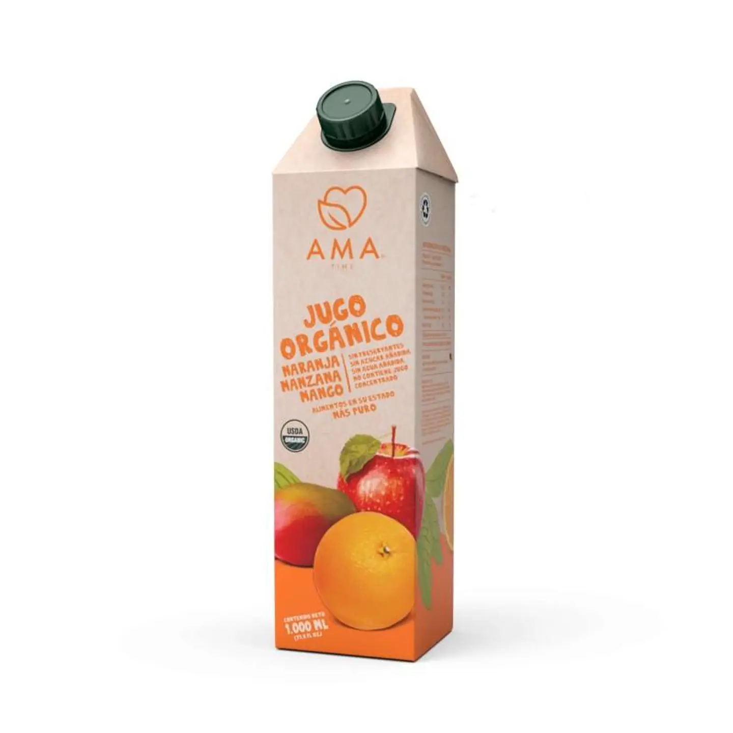 Jugo Naranja Manzana y Mango 1L Orgánico Ama 1
