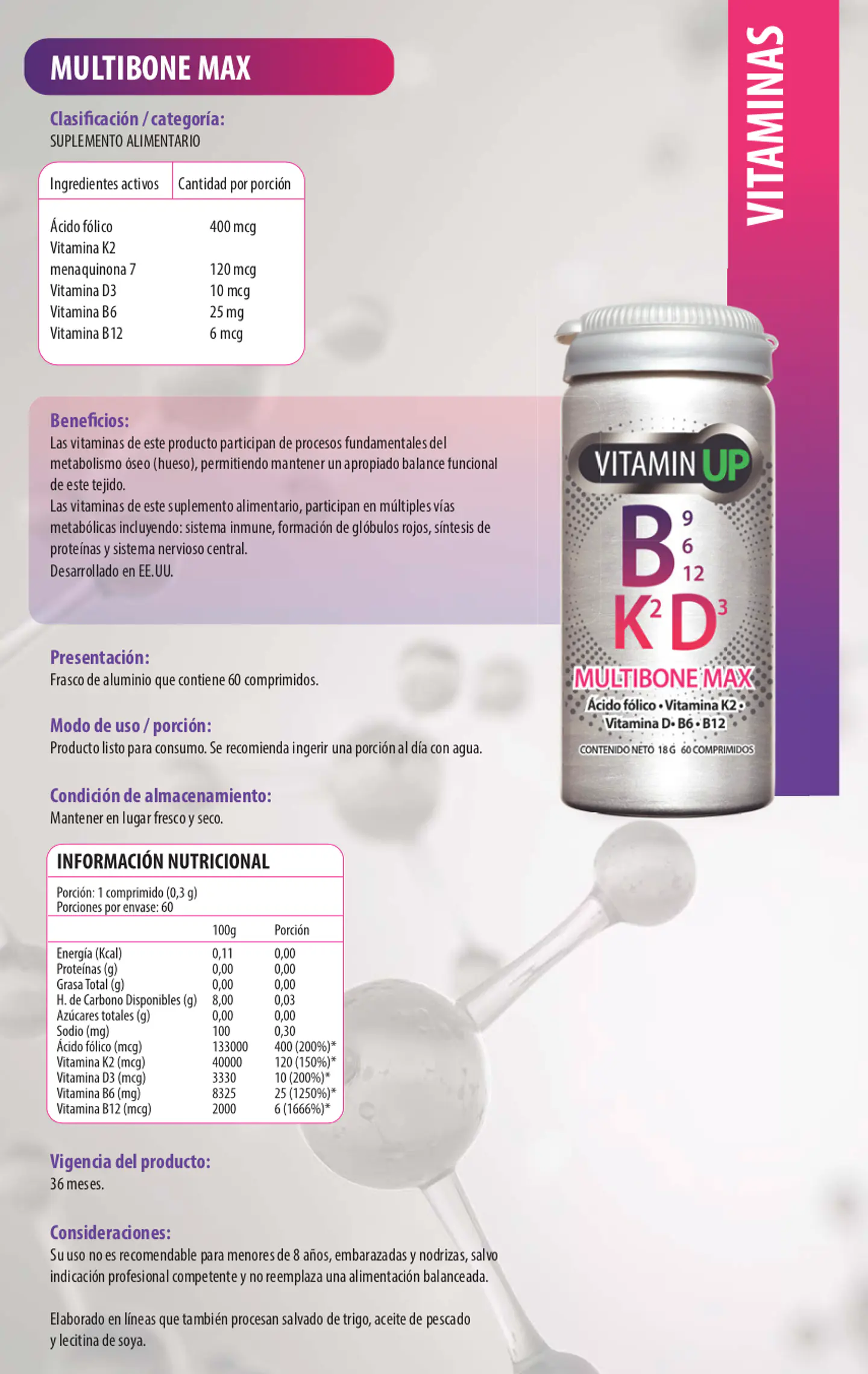 Vitamin Up Multibone Max 60 Comprimidos Newscience 2