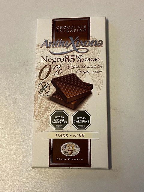 Chocolate Negro intenso sin azucar 85% cacao 100g Antiu Xixona