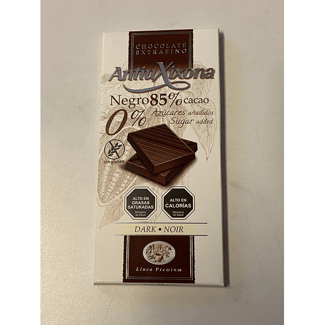 Chocolate Negro intenso sin azucar 85% cacao 100g Antiu Xixona