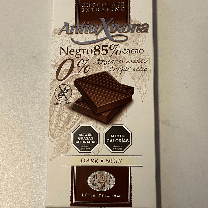 Chocolate Negro intenso sin azucar 85% cacao 100g Antiu Xixona 1