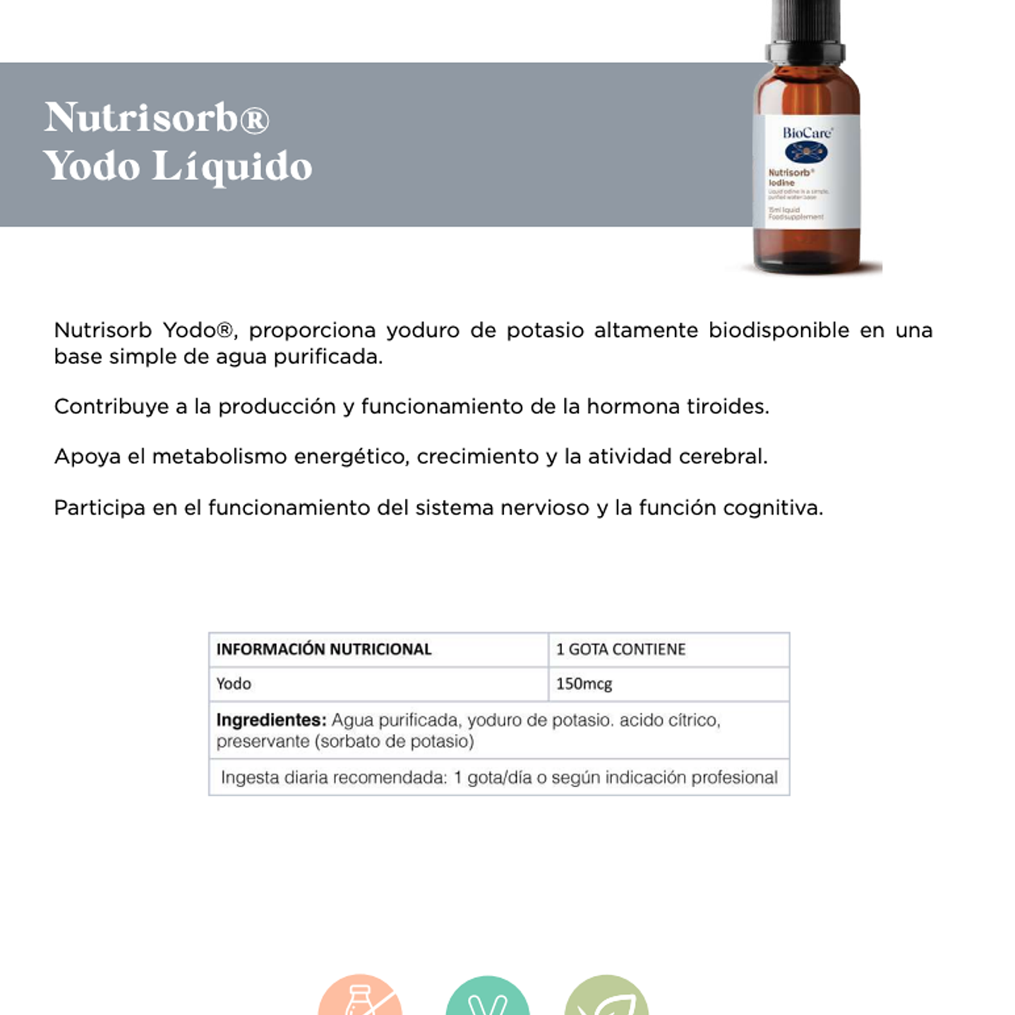 Yodo Liquido Nutrisorb 15ml Biocare 2