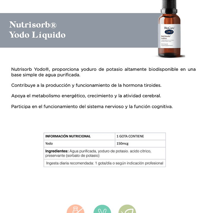 Yodo Liquido Nutrisorb 15ml Biocare 2