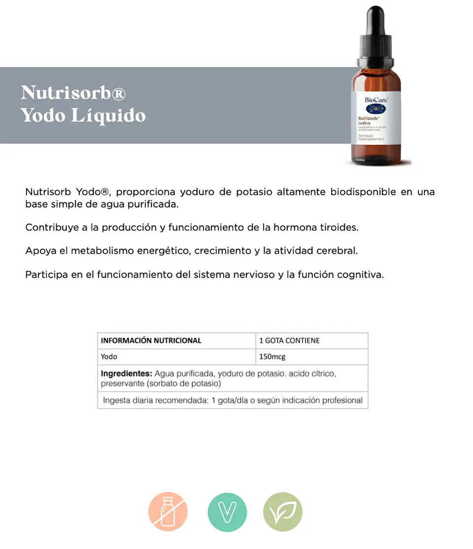 Yodo Liquido Nutrisorb 15ml Biocare 2