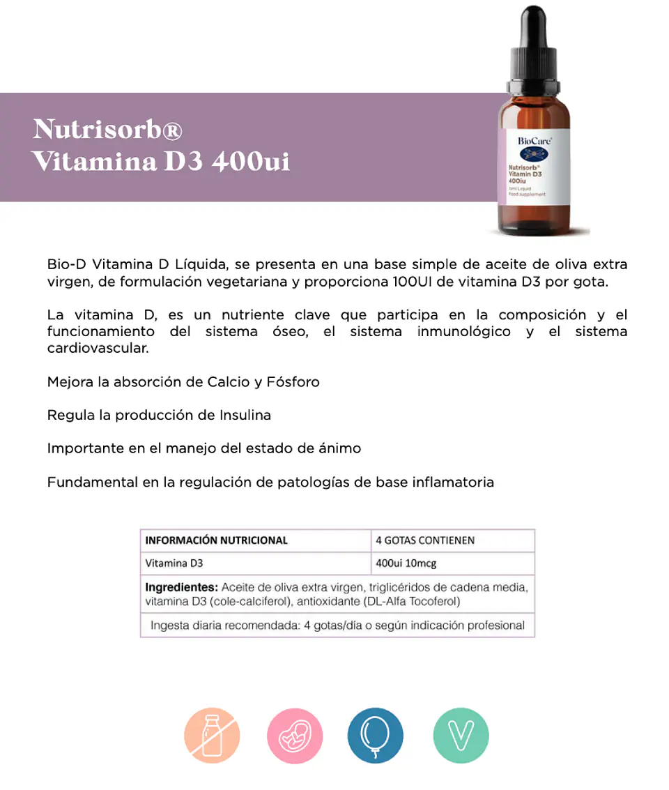 Nutrisorb D3 400iu 15ml BioCare 2