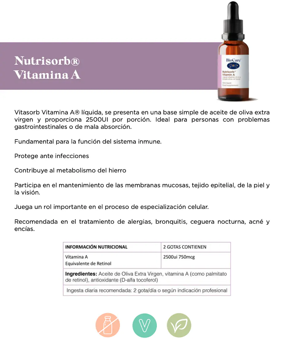 Vitasorb Liquid Vitamin A 15ml BioCare 2