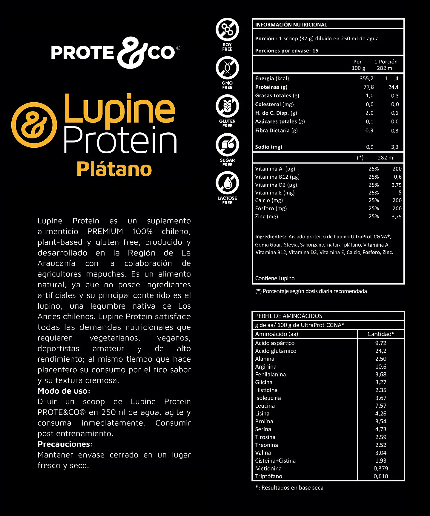 Proteína de Lupino sabor Plátano 550g Prote&Co 2