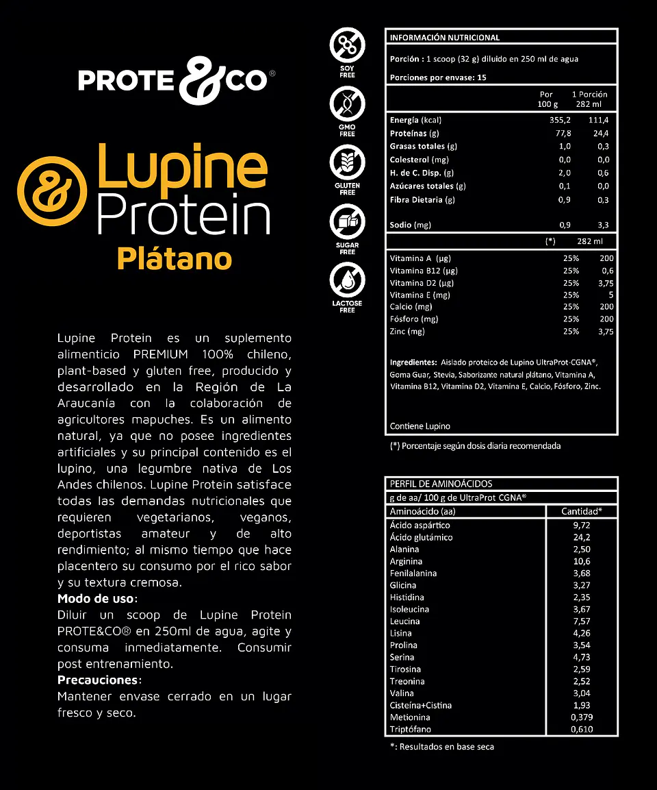Proteína de Lupino sabor Plátano 550g Prote&Co 2