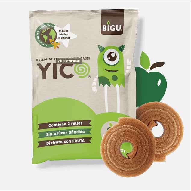 YICO, PACK 5 ROLLOS DE MANZANA 100% NATURALES, 125 GRS 