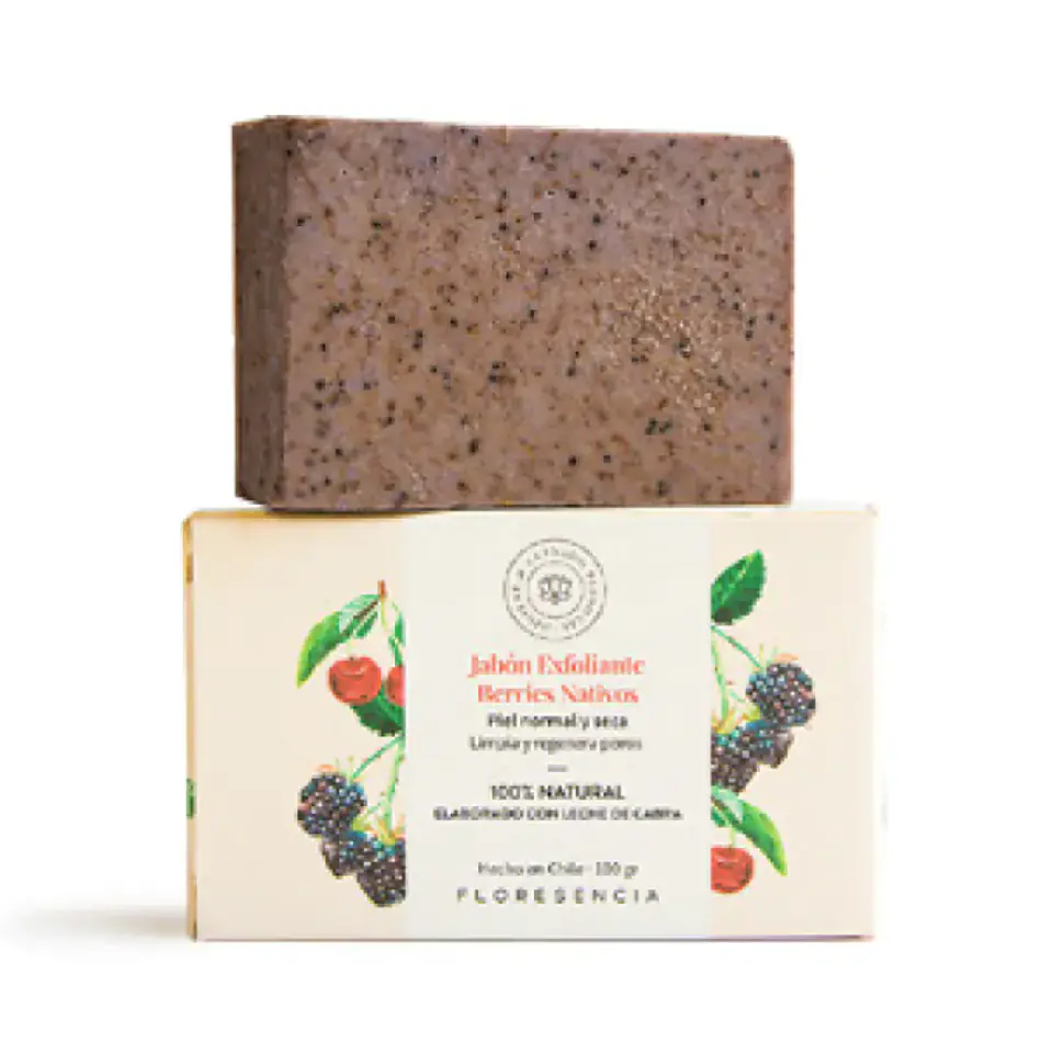Jabón Exfoliante de Leche de Cabra y Berries Chilenos, 100 gr. 1