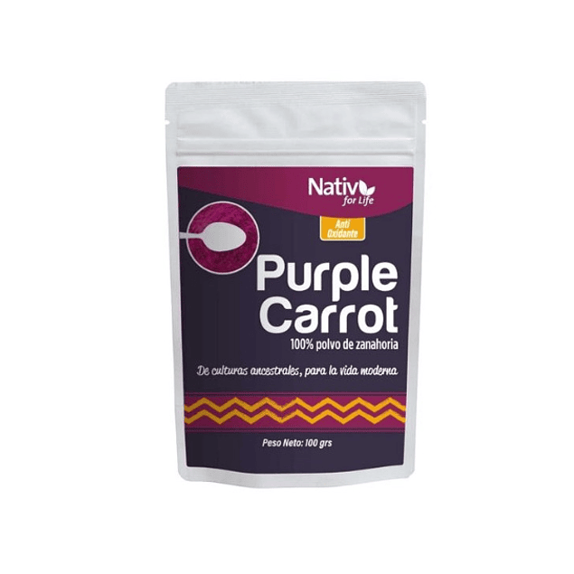 Nativ for Life - Zanahoria morada en polvo 100gr  Purple Carrot